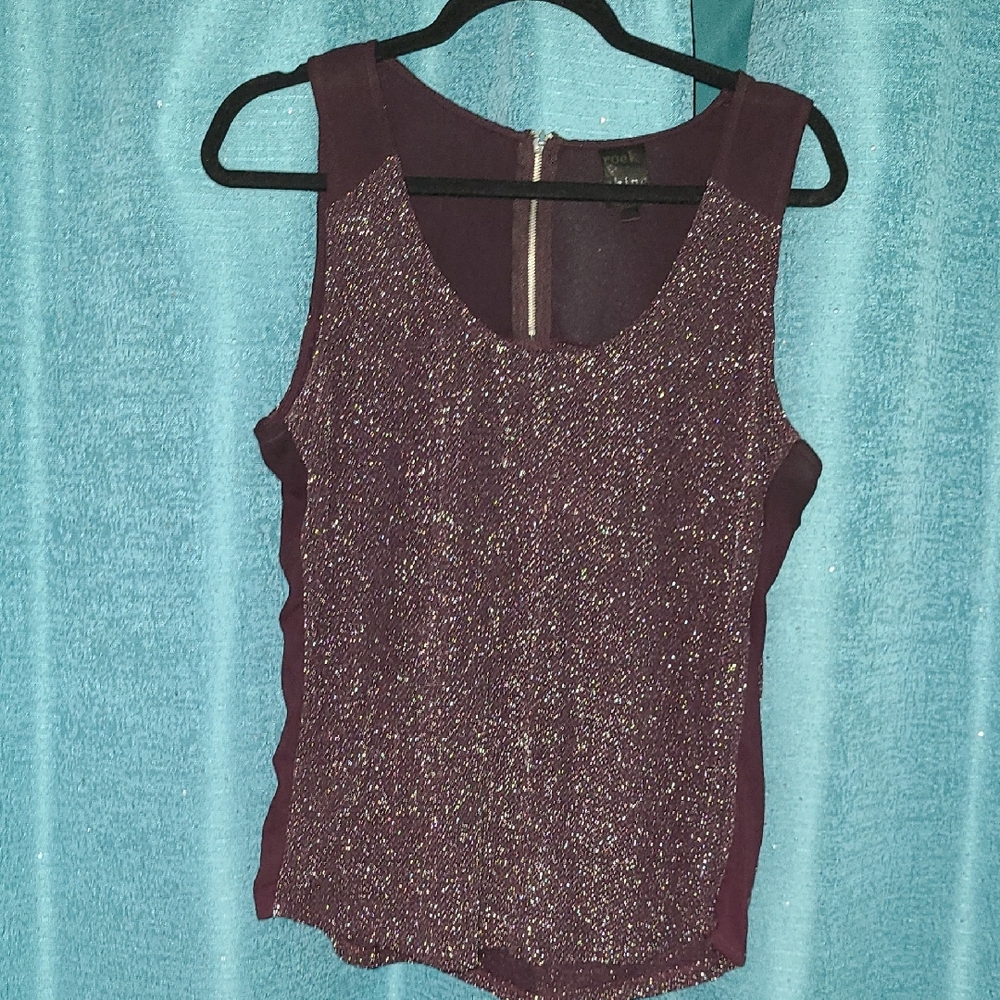 Glittery Sleeveless Purple Tank Top